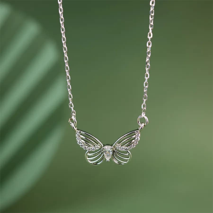 Elegant Silver Butterfly Charm Necklace