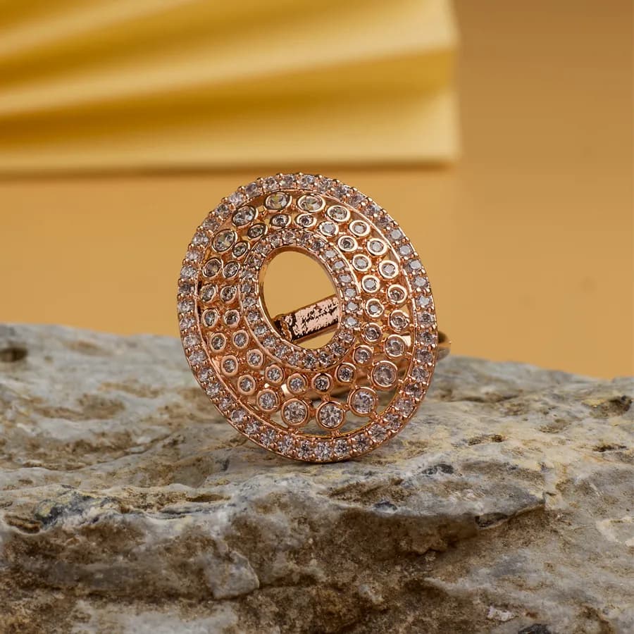 Elegant Rose Oval Statement Ring
