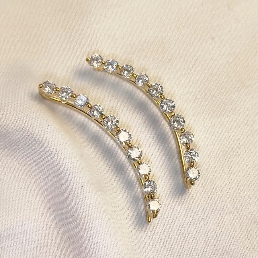 Nimoraa Elegant Crescent Ear Cuffs with Sparkling CZ Gems