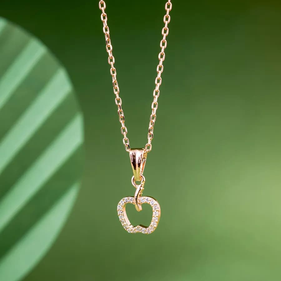 Elegant Heart Apple Pendant Necklace