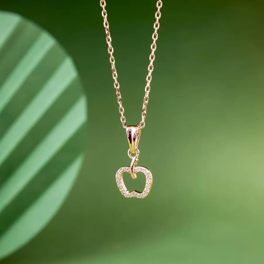 Heart-Shaped Apple Charm Necklace