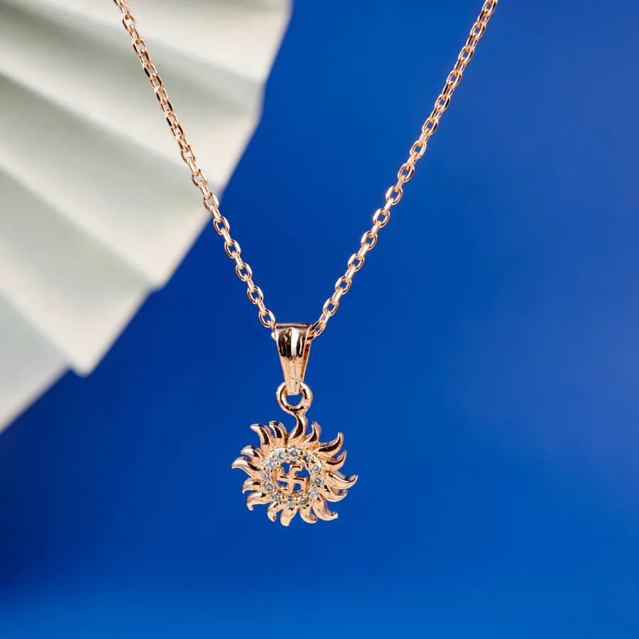 Elegant Sunburst Rose Gold Pendant Chain