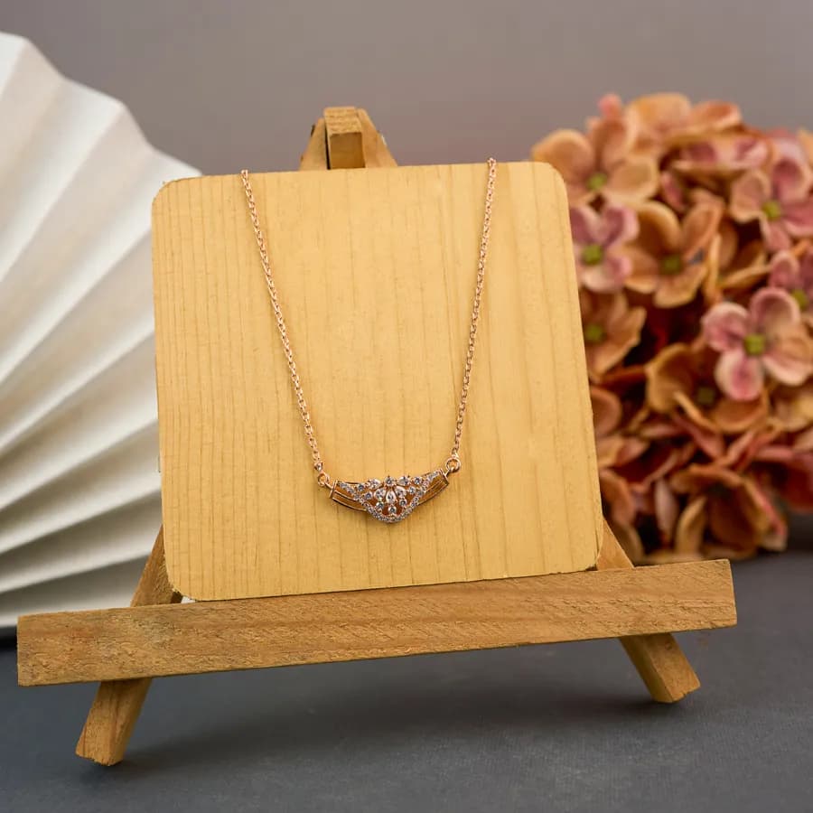 Rose Gold Floral Charm Necklace