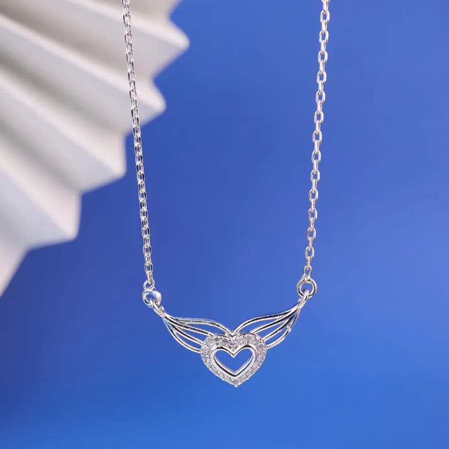 Whimsical Heart Wing Necklace