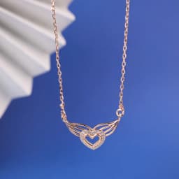 Chic Rose Gold Heart and Wing Pendant 1