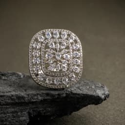 Elegant Square Floral Statement Ring 1