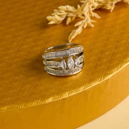 Elegant Silver Marquise Band Ring 1