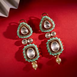 Celestial Aqua Kundan Drop Earrings 1