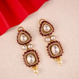 Crimson Enchantment Kundan Earrings 1
