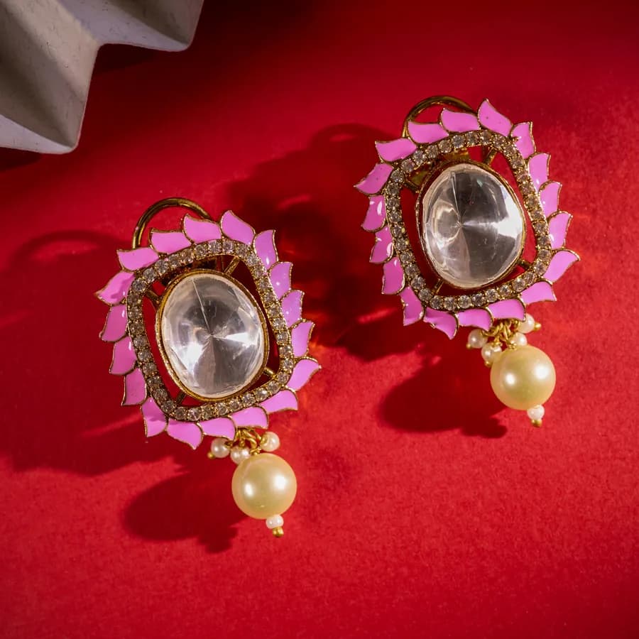 Royal Rose Kundan Drop Earrings