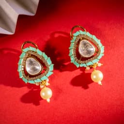 Turquoise Kundan Dangle Earrings 1