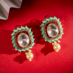 Regal Turquoise Kundan Drops 1