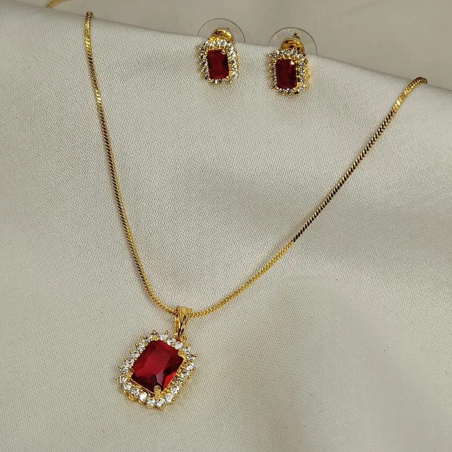 Glistening Ruby Charm Jewelry Set