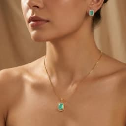 Serene Aqua Gemstone Pendant Set 1
