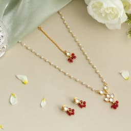 Elegant Maroon Pearl Jewelry Ensemble 1