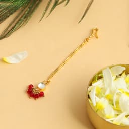 Elegant Pearl and Aqua Gem Maang Tikka 1