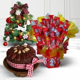 Exquisite Kitkat Bouquet with X Mas Tree n Fruit Cake 1