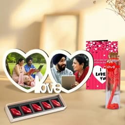 Breathtaking Selection of Personalized Photo Frame with Chocolate n Love Bottle 1
