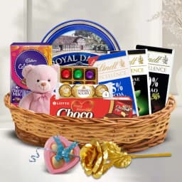 Delightful Chocolate Temptations Gift Hamper with Teddy Lamp N Plant 1