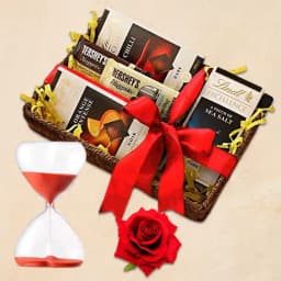 Marvelous Chocolate Fusion Gift Basket with Rose N Love Timer 1