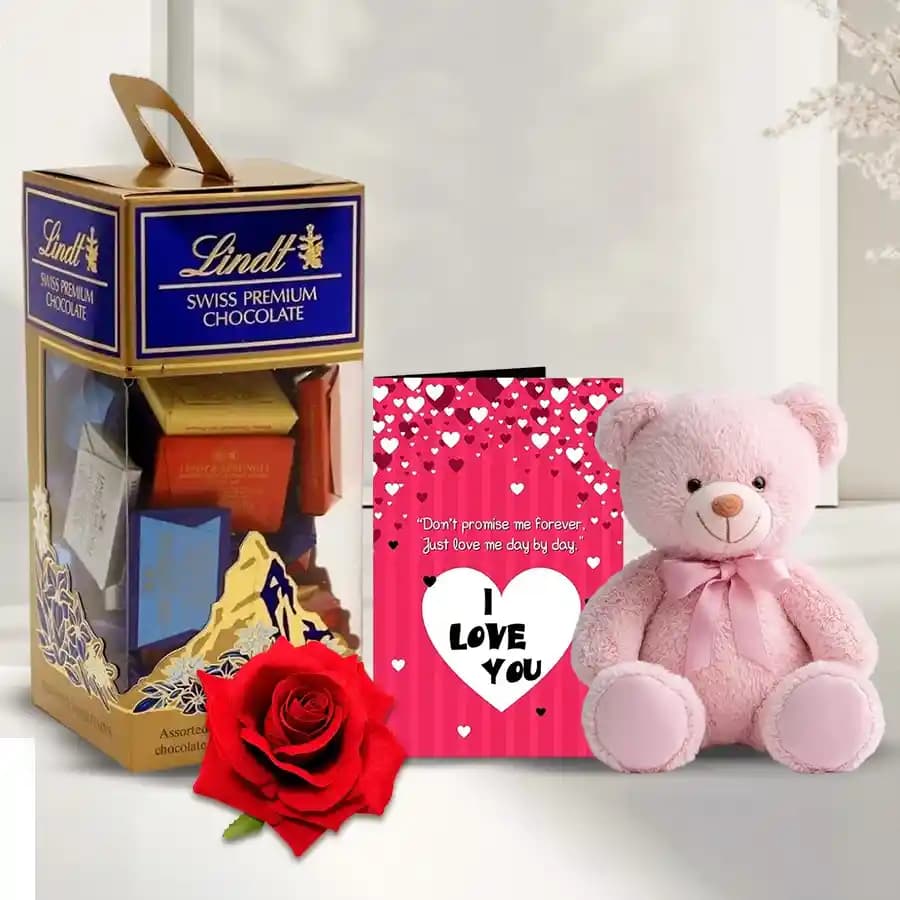Exclusive Chocolate Rose N Teddy Gift Combo for Boyfriend