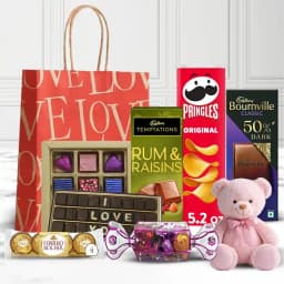 Enthralling Chocolate Treat Gift Hamper with Red Rose 1