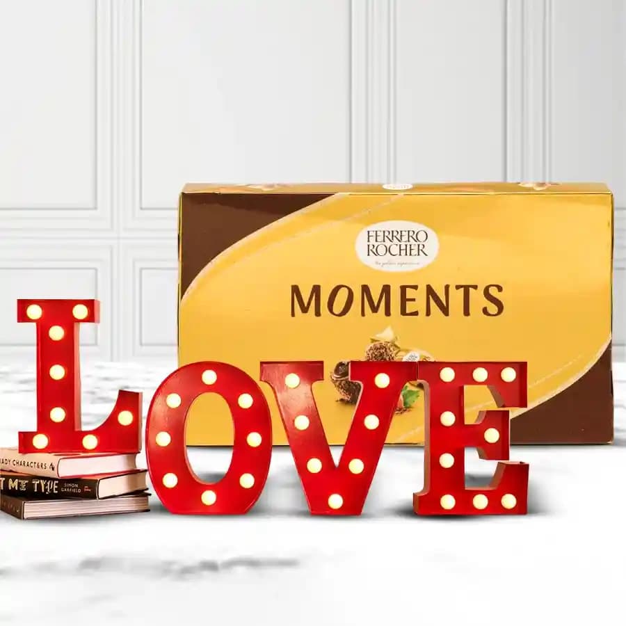 Lovely Gift of LOVE Lamp with Ferrero Rocher Chocolate