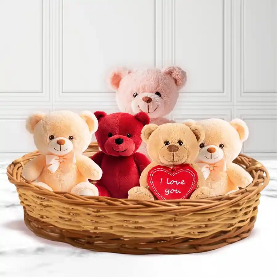 Admirable "Love You Forever" Teddy Bears Basket