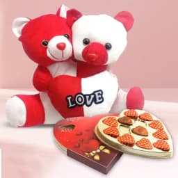 Admirable Be My Valentine Gift of Teddy Heart Chocolates n Roses 1