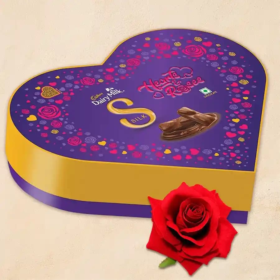 Delectable Cadbury Dairy Milk Silk Heart N Roses Gift Box