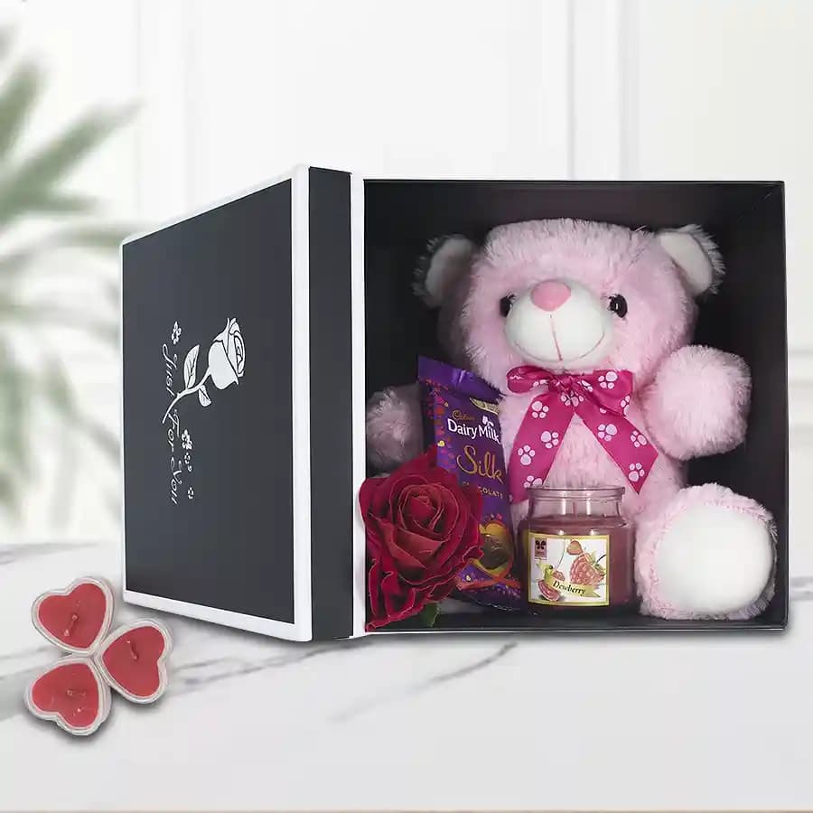 Admirable Love Box of Teddy Cadbury Chocolate n Aroma Candle