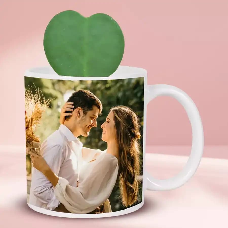 Charming Hoya Heart Plant in Customizable Mug
