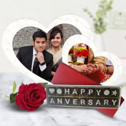 Amazing Personalized Twin Heart Photo Frame with Handmade Chocolates N Rose 1