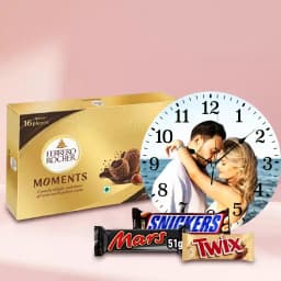 Remarkable Personalized Wall Clock with Imported Chocolate Hamper 1