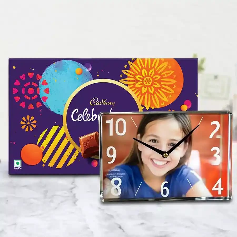 Fantastic Personalized Photo Table Clock n Cadbury Celebrations