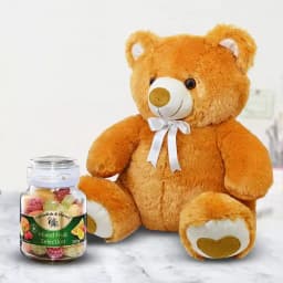 Adorable Teddy Bear with Gourmet Fruit Treats 1