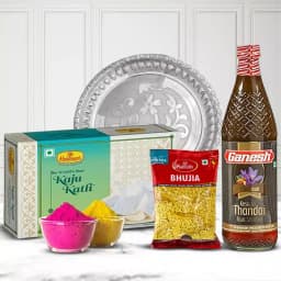 Marvelous Silver Plated Thali with Holi Gifts Assortments 1