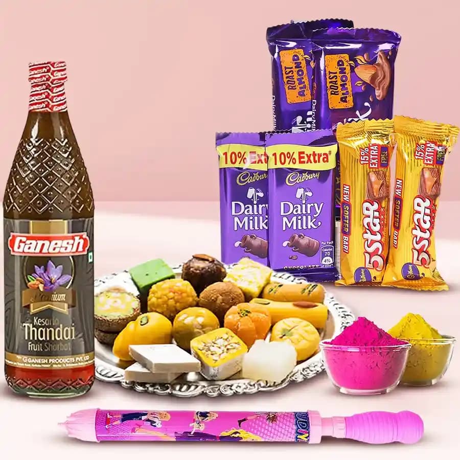 Luscious Holi Assortment of Haldirams Sweets n Cadbury Chocolates