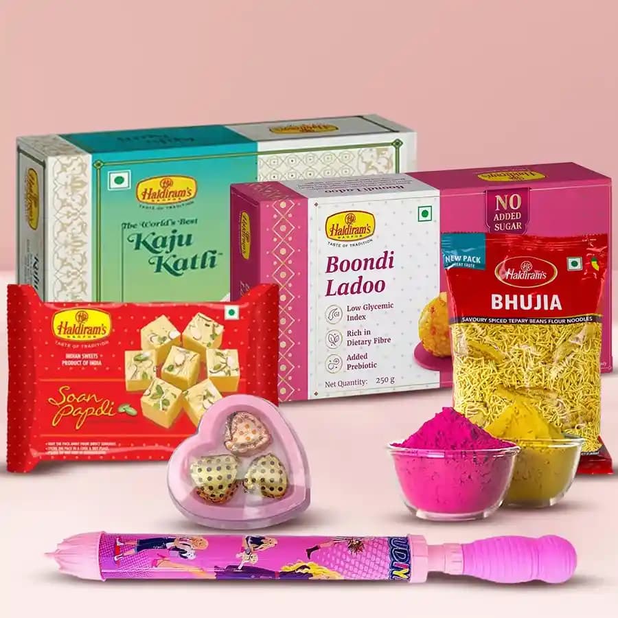 Ambrosial Sweets n Namkeen Gift Combo for Holi