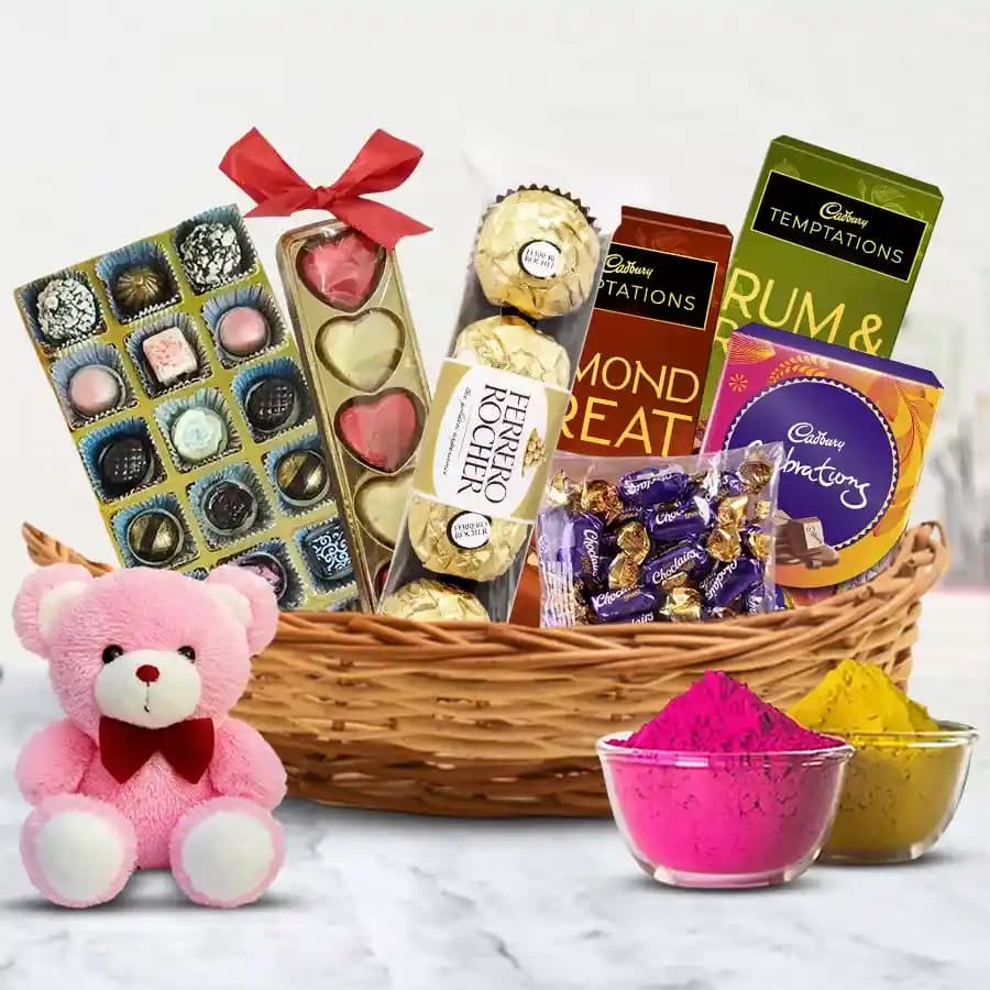 Lip Smacking Chocos Gift Basket for Holi