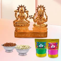 Pious Ganesh Laxmi Mandap with Dry Fruits Gift Combo 1