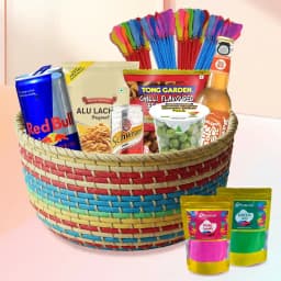 Delightful Holi Gifts Basket of Snacks n Drinks 1
