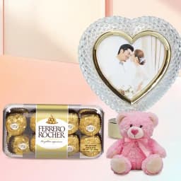 Exclusive Personalized Heart Crystal with Sapphire Chocolate N Cute Teddy 1