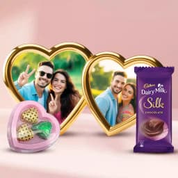 Lovely Personalized Double Heart MD Frame n Chocolates Combo 1