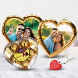 Alluring Personalized Love Frame Heart Key Ring n Sapphire Chocolates 1