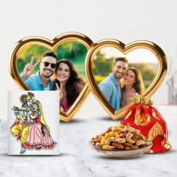 Exclusive Personalized Love Frame Radha Krishna Sticker n Dry Fruits 1
