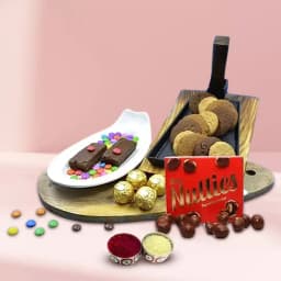 Delicious Cookies n Choco Delight with LED Tower Lamp N Free Roli Tika 1