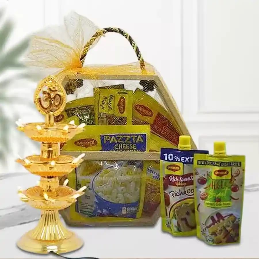 Tasty Instant Noodles n Pasta Hamper with Tower Lamp N Roli Tika