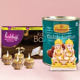 Traditional Diwali Gift of Haldirams Sweets n Mitti Diya 1