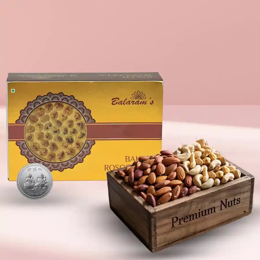 Finest Balaram Mullick Baked Rasgulla with Dry Fruits n Free Coin